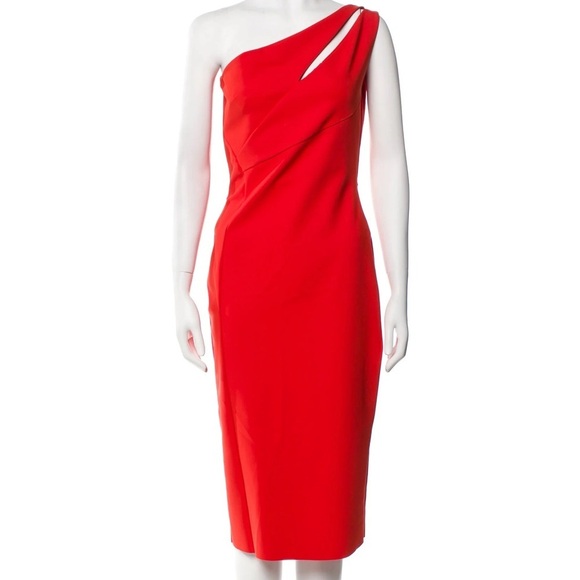 Chiara Boni La Petite Robe One-Shoulder Cut Out Dress Red Orange Sz 4 = 40 - Picture 1 of 9